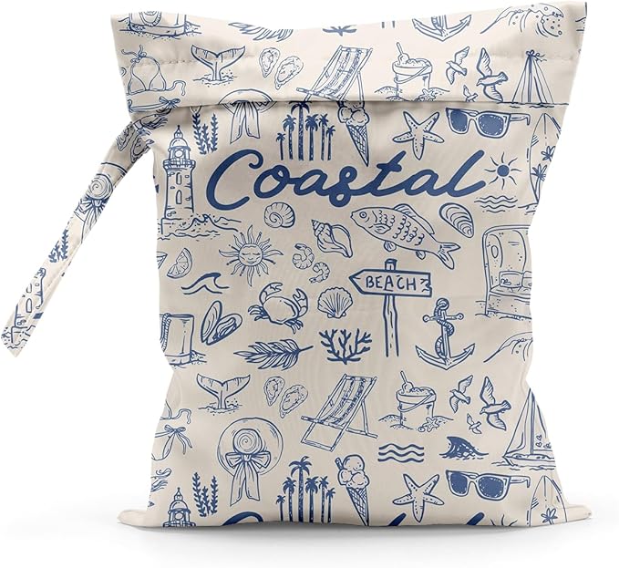 Waterproof Cloth Diaper Wet Dry Bag Reusable Travel Beach Pool Daycare Soiled Toddler Items Yoga Gym Bag for Swimsuits Wet Clothes Bags - Coastal Home