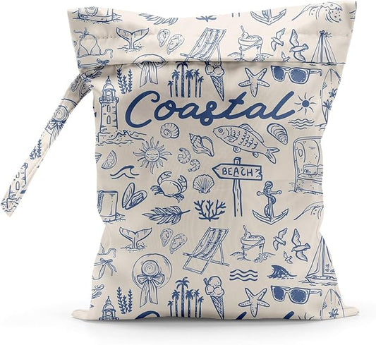 Waterproof Cloth Diaper Wet Dry Bag Reusable Travel Beach Pool Daycare Soiled Toddler Items Yoga Gym Bag for Swimsuits Wet Clothes Bags - Coastal Home