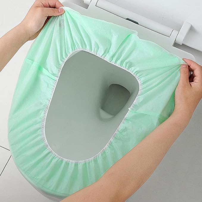 20 Pack Disposable Toilet Seat Cover Waterproof Non-Woven Fabric, Disposable Toilet Seat Covers for Travel, Disposable Seat Covers for Outing Hotel Hospital Public Toilet (Double Layer Green)