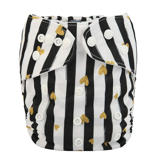 Baby Pocket Diaper Nappy Reusable Washable 8lbs to 36lbs (Love is Golden)