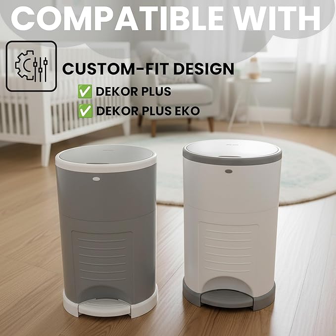 Factory Happyou® Pack of 8 Refills Compatible with Dekor PLUS Diaper Pails (NOT COMPATIBLE WITH DEKOR CLASSIC). A Refill is 394 in Long, 30% Thicker. Odor Control. Each Refill Holds up to 600 Diapers