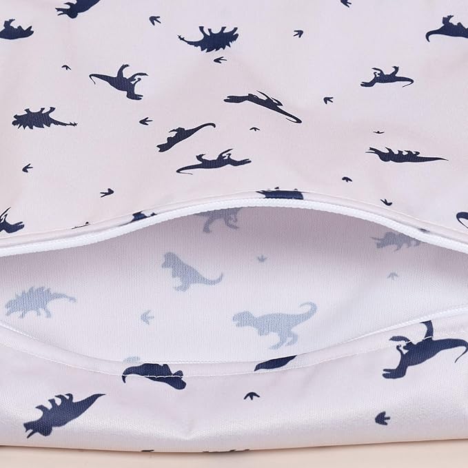 HappyFlute 2pcs Waterproof Bag Set - Cactus & Animal Pattern Wet/Dry Bag for Towels, Diapers, Swim & Beach Use, 10.2x14.4 inches (Dinosaur)
