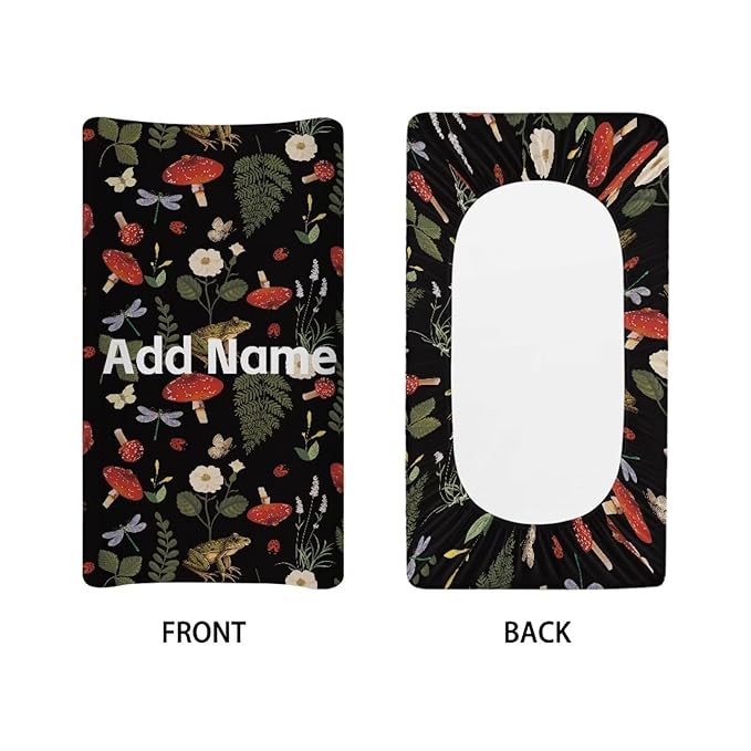 Custom Name Changing Pad Cover for Baby Girls Mushroom Frog Diaper Change Table Pad Covers Personalized Changing Pad Sheets Cover