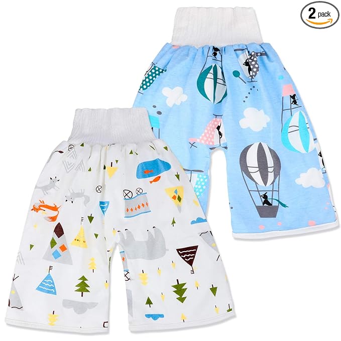 2 Packs Waterproof Diaper Pants Potty Training Cloth Diaper Pants for Baby Boy and Girl Night Time