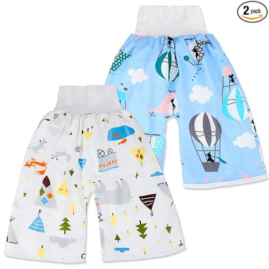 2 Packs Waterproof Diaper Pants Potty Training Cloth Diaper Pants for Baby Boy and Girl Night Time