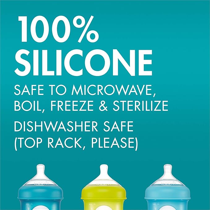 Boon Nursh Silicone Baby Bottle Nipples - Bottle Nipples for Boon Nursh Baby Bottles - Baby Bottle-Feeding Supplies - Extra Slow Flow Baby Bottle Nipples - 3 Count