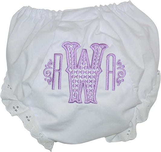 Monogram Baby Bloomers, Dot Initial Baby Embroidered Diaper Cover, Newborn Gift, Toddler fancy panties
