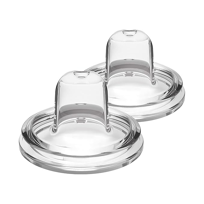 Dr. Brown's Milestones Wide-Neck Sippy Straw Bottle with 100% Silicone Handles, 9oz/270mL, Gray & Blue, 2 Pack, 6m+ & Options+ Wide-Neck Baby Bottle Sippy Spout, 2Count