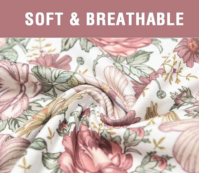 Little Jump Nursing Pillow Cover, Single Cover for The for The Updated Designed Breastfeeding Pillows, Western Wild Flowers Easy-On Slipcover with Soft Stretchy Fabric (New -2 Pack Vintage Floral)