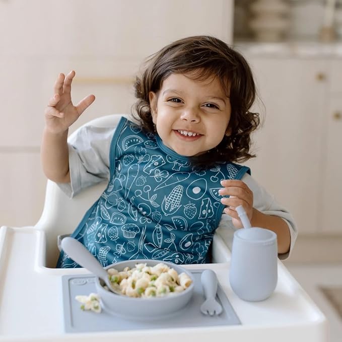BapronBaby Neutral Foodie Bapron - No Neck Tie Safer Bib for Baby & Toddler - Soft Waterproof Stain Resistant - Machine Washable - Sz Preschool 3-5yrs