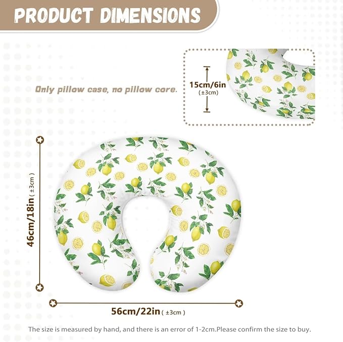 Nursing Pillow Cover, Ultra Soft Compatible with Pillow,Washable & Breathable，Fits The Original Support for Breastfeeding,Lemon