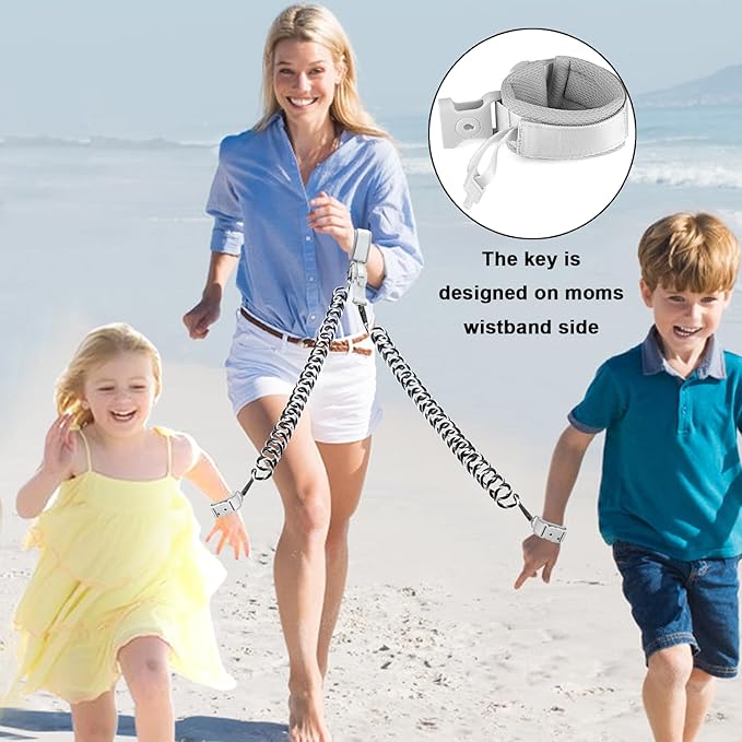 Accmor 2 in 1 Toddler Leash with Magnetic Lock, Kids Anti Lost Wrist Link 2 Packs Keep Twins Close, Reflective Child Walking Harnesses for Baby Boys Girls for Outdoor
