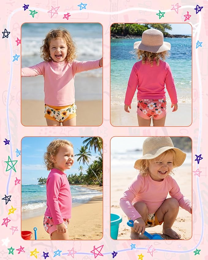 babygoal Reusable Swim Diaper - Waterproof Cloth Swimmers Pants for 12 Months to 18 Months Babies Infants Beach & Pool(Strawberry,Sunflower,Dinosaur)
