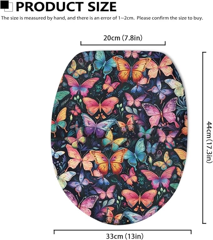 Butterfly Toilet Seat Covers for Polyester Fabric Soft Bathroom - Keep Clean Tidy Suitable for Public Restrooms Long-Term Travel Boarding