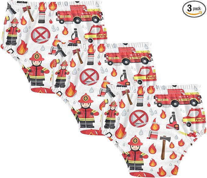 Baby Boys Underwear Potty Training Absorb Water Overnight Training Pants Short Underwear for Infant 3T Firefighter Man and Fire Fighting