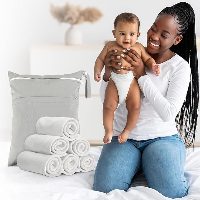 24 Pack Cloth Diaper Inserts Reusable Newborn 3 Layer Absorbent Breathable Cloth Diaper Inserts Overnight Microfiber Nappy Liners with an Extra Bag