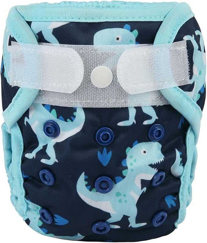 Newborn Baby Cloth Diaper Cover Nappy Hook and Loop (Blue Dinosaurs)