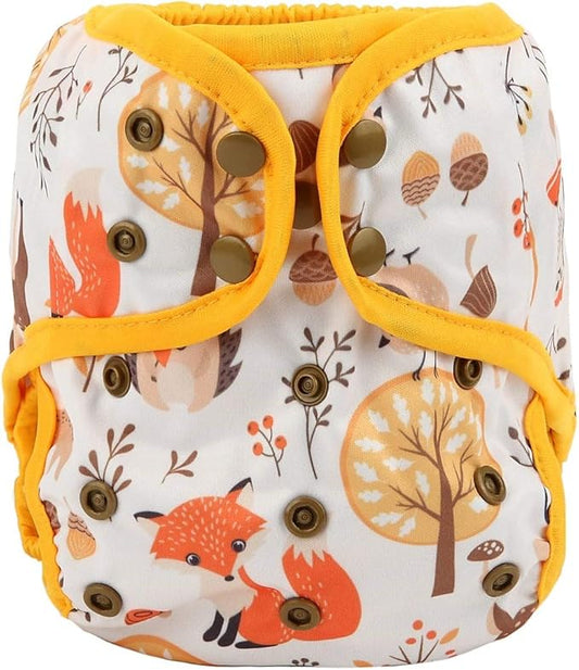 One Size Cloth Diaper Cover Snap With Double Gusset (Fox Forest)