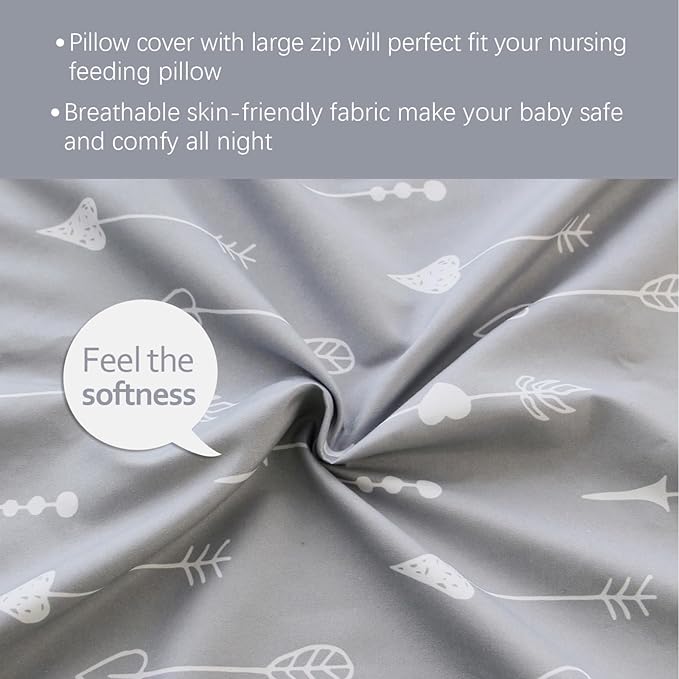 Biloban Nursing Pillow Cover 2 Pack for Breastfeeding Pillow, Ultra Soft and Cozy Nursing Slipcovers, Snug Fits Boppy Pillow, Perfect Choice for Mom