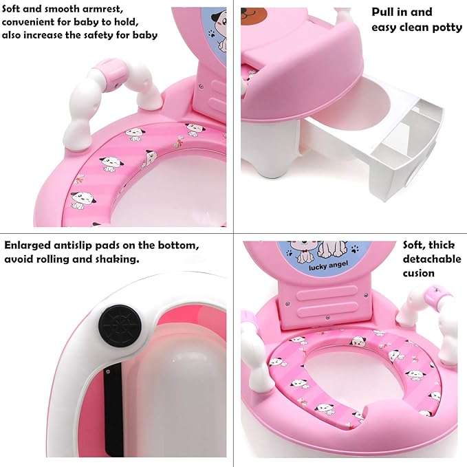 XKMT- Baby Kids Portable Bear Blue Potty Training Seat Toddler Lovely Toilet Seat Stool Chair [P/N: ET-BABY003-PINK]