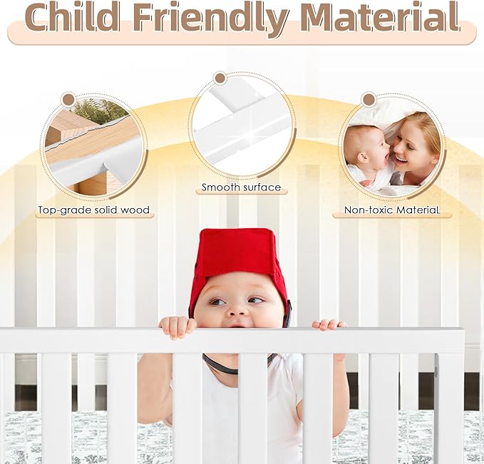 Salcod Toddler Safe Guardrail Compatible with Delta Children Convertible Crib, Crib Rail for Prevent Toddler from Rolling Off The Bed, White