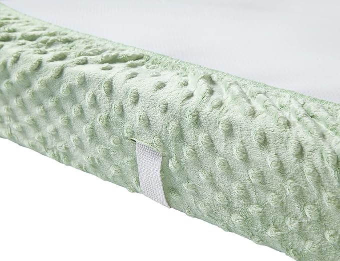 Solid Changing Table Pad Cover Cradle Sheet, Fits 32"/34''x16 Contoured Diaper Changing Pad, Ultra Soft Cozy Dots Plush Changing Table Covers, Breathable Wipeable Removable (Green)