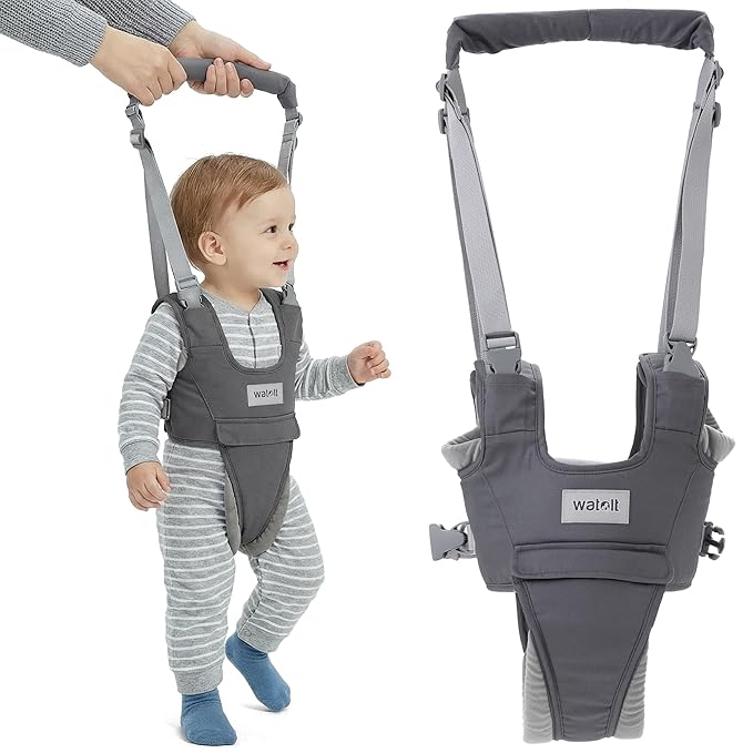 Watolt Baby Walking Helper Harness - Help Toddlers Learn to Walk Stand Up with Adjustable Handheld Walker - Learning Assistance Safety Belt Harness Support for Babies 6 to 24 Months (Grey)