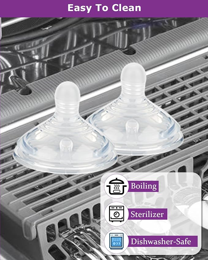 Silicone Nipples (M) for Tommee Tippee Natural Start Anti-Colic Bottles &Advanced Anti-Colic Bottles,Closer to Nature Bottle,Medium Flow,Size 2 Nipple,3m+, 6 Count
