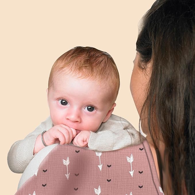 Nursing Cover for Mom Breastfeeding, Baby Privacy Nursing Covers Up Breathable Cotton with Ajustable Hoop for Mother (Pink)