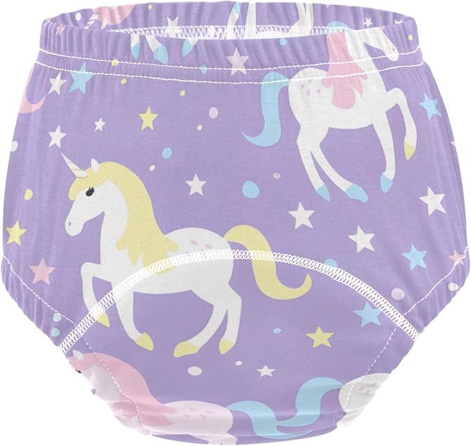 Toddler Training Pants, Unicorn Purple Cotton Potty Training Underwear for Baby Boy Girl 3-Pack