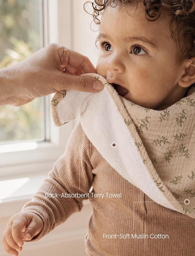 lulumoon Muslin Burp Cloths for Babies: 100% Soft Cotton Large Burping Cloths - Neutral Baby Burp Rags for Boy and Girl - Absorbent Burp Cloth for Spit-Ups 4 Pack