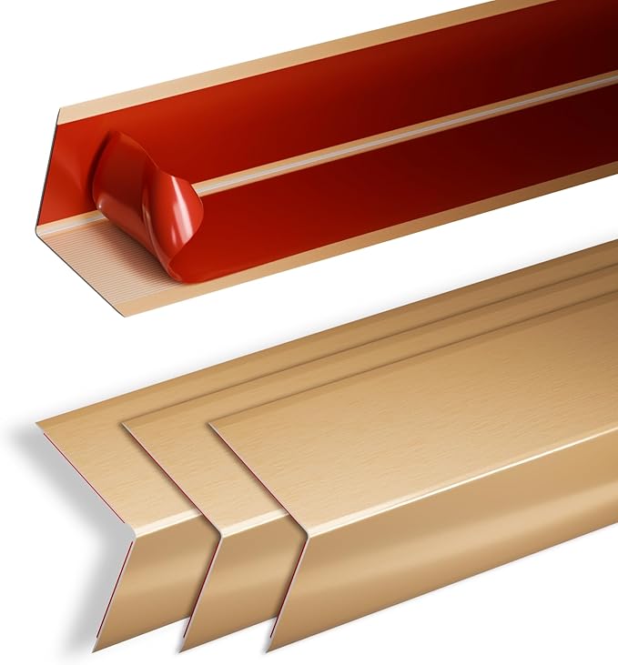 4Pcs 36" Metal Corner Protectors, Aluminum Self-Adhesive Corner Guards, for Edge Protection & Decoration on Walls, Furniture, Cabinets, Kitchen Islands (Gold, 36"x0.7"x0.7")