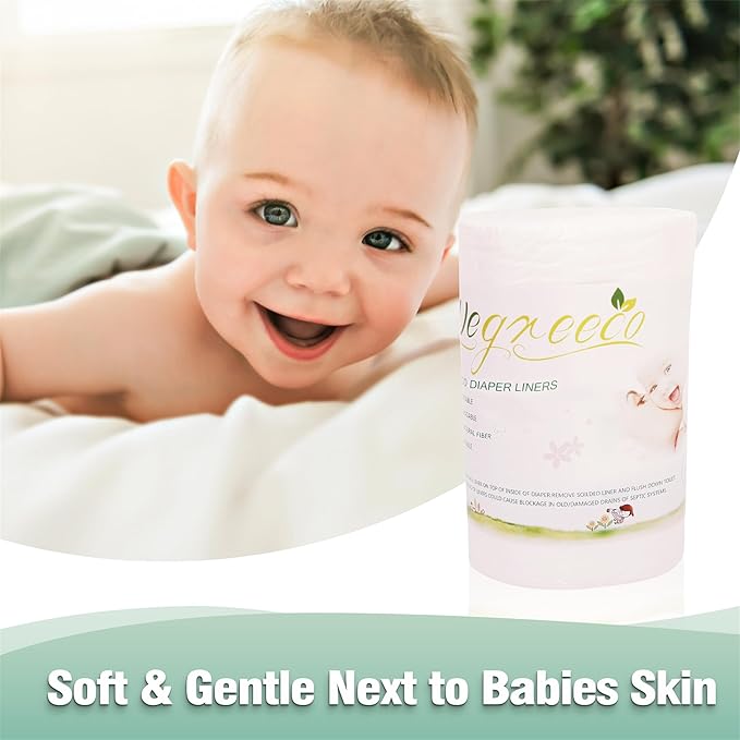 wegreeco Cloth Diaper Liners - Unscented Diaper Liners, Fragance Free Cloth Diapers Liner - 100 Sheets Per Roll (4 Roll)