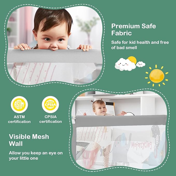 HONEY JOY Bed Rail for Toddlers, 77-in Extra Long, Portable Safety Bed Guardrail w/Double Safety Child Lock, Baby Bed Rail Guard, Fit King & Queen Full Twin Size Bed Mattress (77 INCH, Gray)