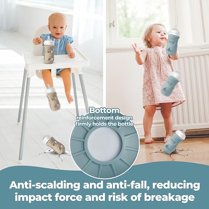 3 Pack Silicone Sleeves for Philips Avent Natural Glass Baby Bottles, Food Grade Silicone Anti Breakage Baby Bottles Holder, Compatible with Philips Avent Glass Natural Baby Bottle 8oz
