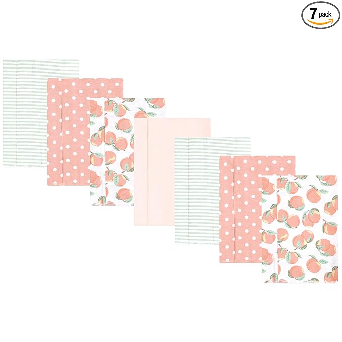 Hudson Baby Unisex Baby Flannel Burp Cloth 7pk, Sweet Peach, One Size