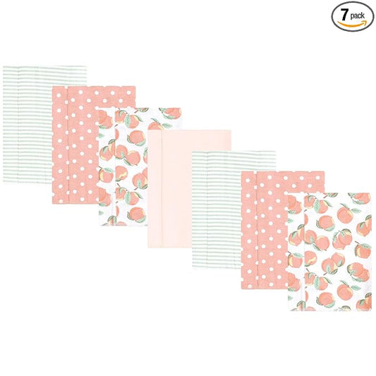 Hudson Baby Unisex Baby Flannel Burp Cloth 7pk, Sweet Peach, One Size