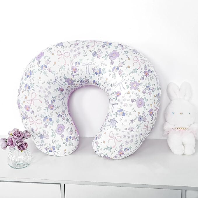 SWESEN Nursing Pillow Cover, 1 Pack Stretchy Slipcovers for Breastfeeding Pillows, Super Soft Removable Nursing Pillow Case for Baby Boy and Girls, Purple
