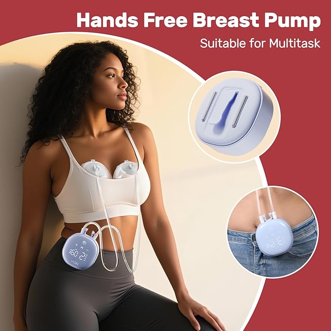 NCVI Wearable Breast Pump, 2 in 1 Hands-Free Breast Pump with 4 Modes 9 Levels, Hospital-Grade Materal, BPA Free, Low Noise Portable Electric Breastfeeding Pump with 21/24mm Flange for Mom