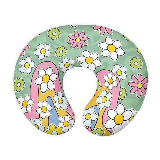 Hippie Flowers Nursing Pillow Cover with Hidden Zipper Removable Cover for Breastfeeding Pillows Skin-Friendly Infant Feeding Cushion Cover for Home Decor