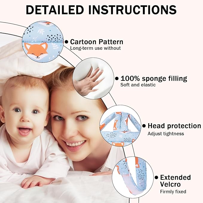 Baby Head Protector for Crawling Walking, Baby Helmet Adjustable No Bumps and Soft Cushion, Infant Safety Cap for Kid Learning to Walk