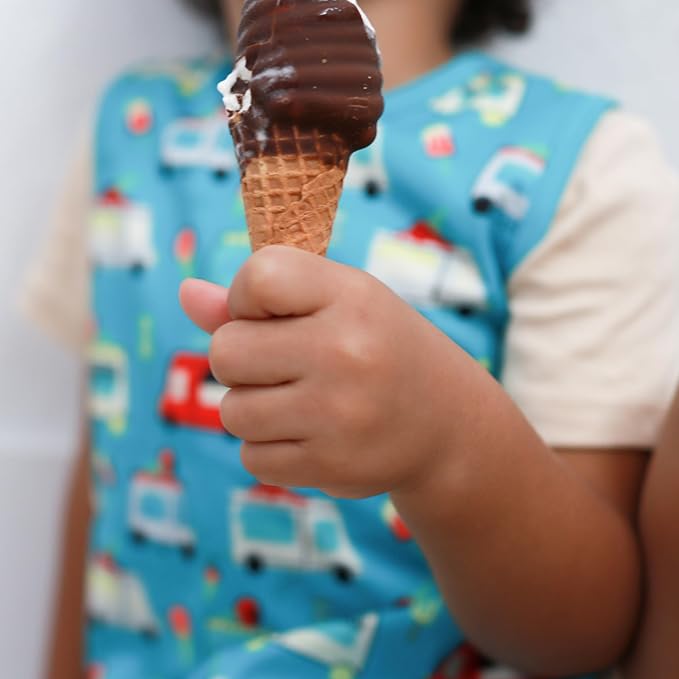 BapronBaby Ice Cream Truck Bapron - No Neck Tie Safer Bib for Baby & Toddler - Soft Waterproof Stain Resistant - Machine Washable - Sz Preschool 3-5yrs