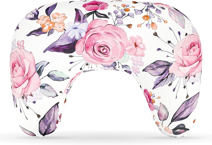 Pea Pod Nursing Pillow Cover, Soft Stretchy Nursing Cover for New-Designed Breastfeeding Pillow, Removable Feeding Slipover for Baby Boy and Girls, Pink Floral Pattern