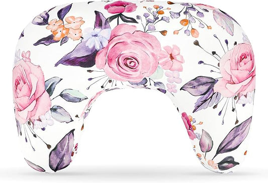 Pea Pod Nursing Pillow Cover, Soft Stretchy Nursing Cover for New-Designed Breastfeeding Pillow, Removable Feeding Slipover for Baby Boy and Girls, Pink Floral Pattern