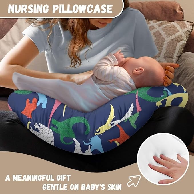 Nursing Pillow Cover Dinosaur Quick-Dry Fabric Fits The Original Support Pillow for Breastfeeding and Bottle Feeding Stretchy Nursing Pillow Cover