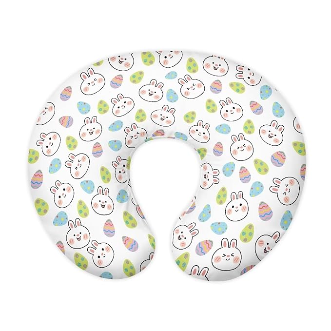 Cute Rabbit and Easter Egg Breastfeeding Pillow Slipcover for Baby Soft and Stretchy Safely Breastfeeding Pillow Cover Easy to Use and Dustptoof