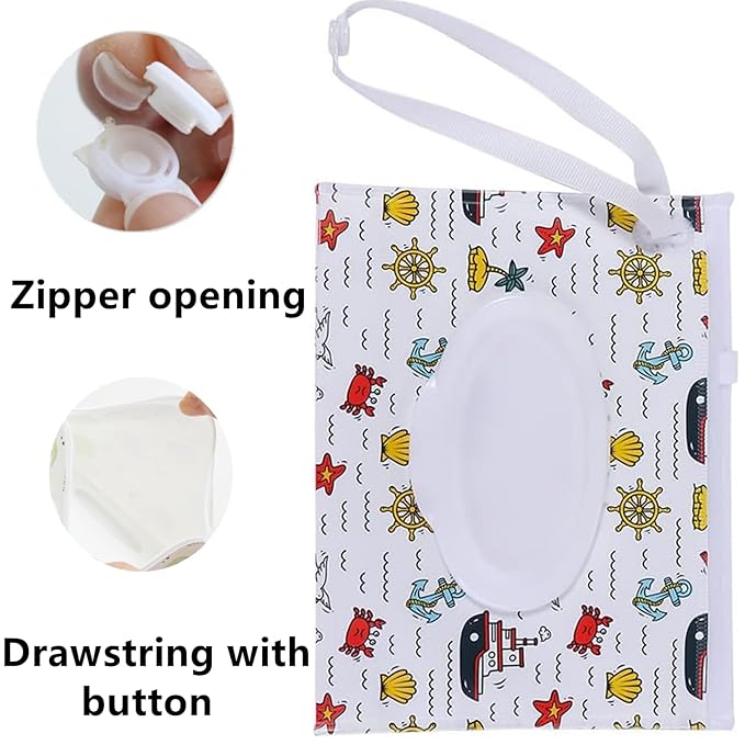 Travel Wipes Case, 2 Pcs Wipe Container Travel Wipe Dispenser Wet Wipes Box Cute Clamshell Wipes Case Reusable Wipes Pouch Wipes Container