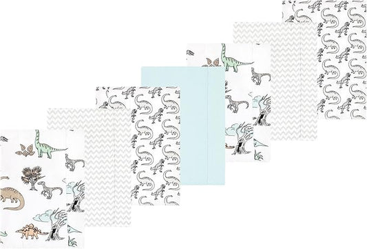 Luvable Friends Hudson Baby Flannel Burp Cloths 7pk, Gray Dinosaur Journey