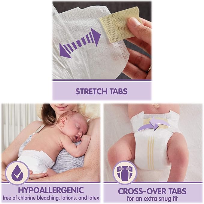 HAO M Mark Premium Baby Diapers - Size 1 (8-14 lbs) 176 Count W/Moist Towelettes