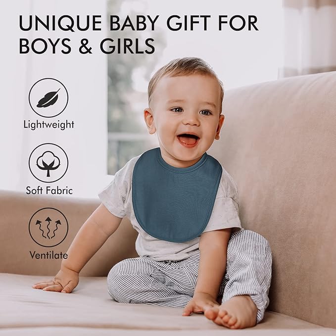 10 Pack Cotton Snap Bibs for Baby Boy Girl, Super Soft Drool Bibs for Teething and Feeding